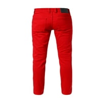 Allsense Muške moderne mršave fit boje Jeans Casual Crvena