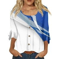 Košulje od rukava za žene za žene uzorak Ispis Grafički gumb TEES Bluze Ležerne prilike plus veličina