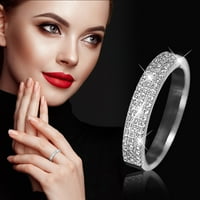 Nakit Tri linije Dijamantni prsten Elegantni prsten za rinestone Srebrni nakit za prstenje za žene Modni