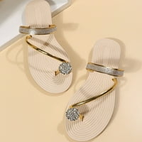 Dezed ženske klizne sandale Ljetne papuče Rhinestone i cvijeće ukrašavaju prskanje sandalama nogu zlato