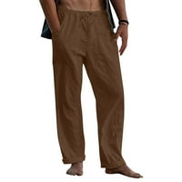 Muške hlače duge ravne hlače za muškarce opušteno fit solidne hlače za vježbanje za muškarce pamučne