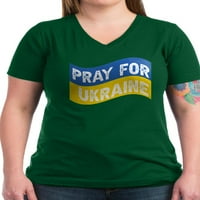Cafepress - molite se za majicu u Ukrajini - Ženska majica V-izrez tamne majice