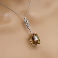Platinum smeđa kvarcna dijamant retro ogrlica