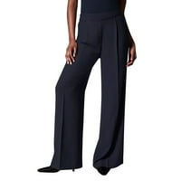 Žene Capris Ljetne hlače Elastične hlače sa visokim strukom Čvrsta boja ravne široke noge duge hlače