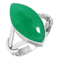 Sterling srebrni prsten za žene - muškarci prirodni zeleni ukras dragulja Srebrna prstena veličine 5.