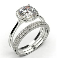 Zasljepljujući halo 2. Carat jastuk za rezanje dijamantskih moissanite zaručni prsten, vjenčani prsten,