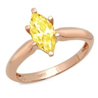 1. CT sjajan markizni rez simulirani žuti dijamant 14k Rose Gold Solitaire prsten sz 11