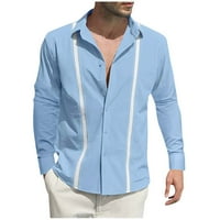Majice s dugim rukavima za muškarce muške trendi ležerne posteljine kontrastne košulje u boji Cardigan