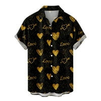 CLlios Dugme Down Majica Muškarci Heart Print Havajske košulje Casual Shareve Party Top Labavi fit rever