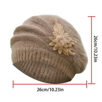 Pxiakgy kape za žene modni ženski cvjetni pletit crochet beanie hat zima topla kapa beretka ljubičasta