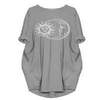 Ženska suncobranska mjesečina Print Crew Crt Ležerne prilike Labava tunika T-majica plus veličina