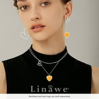 Linawe Yellow Heart Minđuše za žene Trendi, srebrne ljubitelje naušnice viseći, slatke preppy minđuše,