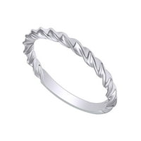 Okrugli oblik Zaručni prsten za uvijanje 14K čvrsto bijelo zlato Veličina-8