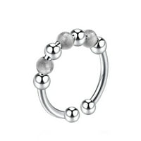 Rezonalni prsten protiv anksioznosti sa perlama Rotiranje prstena u trendi nakita, srebro