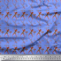 Soimoi plava svilena tkanina Egipćanski muškarci Ispis tkanine pored dvorišta