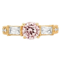 2.14ct okrugli rez ružičasti simulirani dijamant 18k žuti zlatni godišnjički angažman kamena prstena
