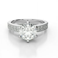 1. CT Solitaire okrugli prirodni moissanite Diamond Wedding Lijepi prstenovi za dame Čvrsto 14k bijelo