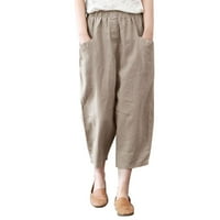 Xinqinghao žene jogger hlače Žene pune boje labavo visokog struka pamučne posteljine casual hlače znoje