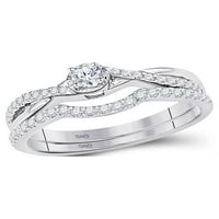 Dijamantna princeza 10k bijeli zlatni okrugli dijamant Bridal Wedding prsten set CTTW