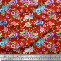 Soimoi Poly Georgette Listovi tkanine, & Rose cvjetni otisak šivaći dvorište tkanine