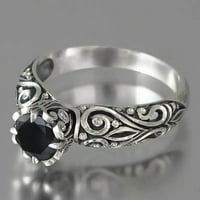 Vintage srebrni prsten sa crnim draguljem