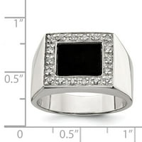 Čvrsti sterling srebrni muški CZ CZ CUBIC cirkonijski i okupljeni prsten za bend veličine 10.5