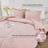 Pink Bliss Commforter Set - Trodijelni set za posteljinu od mikrovlakana kraljica, cijelu sezonu lagana