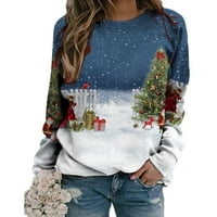 Ženska božićna dukserica Božićna stabla Ispiši casual pulover vrhovi plus veličina slatka dugih rukava