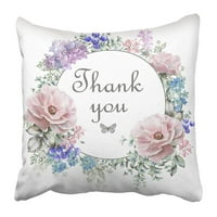 Bijela akvarela s ružičastim ružama Bud Blue Berry i lišće cvijeta sa cvjetnim za tekst vijenac jastučnica