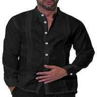 Haite muške vintage majice s dugim rukavima obična fit solidna bluza za bluzu partiju dolje V izrez