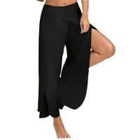 Riforla Women Hlače Ženske ljetne modne trendi široke noge joga hlače plus veličine hlače crna xxxxxl