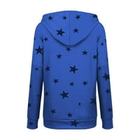 Hoodies za žene, ženska solidna boja zvijezda print plus veličina dugih rukava jesen zimski casual pulover