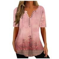 Ljetne košulje za žene Trendy kratki rukav V izrez Slatko dugme Košulje Cveće Žene Naoplatili FIT Seksi