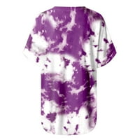 Odeerbi Plus Veličina Ljetni vrhovi za žene modna gradijentna bluza u boji kratki rukav V-izrez majica