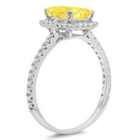 1.86ct smaragdni rez žuta simulirana dijamant 14k bijela zlatna godišnjica Angažovanje halo prstena