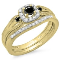 Dazzlingrock kolekcija 0. Carat 10k bijeli i black dijamantski halo bridalni zaručni prsten CT, žuto