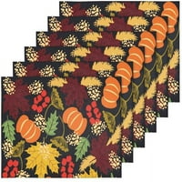 Thanksgivng Pumpkin list Placemat Držač ploča Set od 6, prostirke za stol