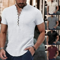Muški casual majica kratkih rukava s majicom Henley V-izrez TOPS T majice apricot s