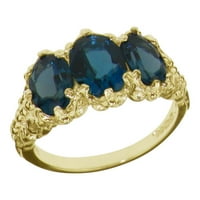 14k žuto zlato prirodno plavo topaz ženski godišnjički prsten - veličina 8,25