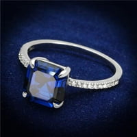 Ženski rodijumski srebrni prsten sa sintetikom u londonskom plavom - veličinu 8