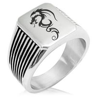 Nehrđajuća čelika Shadow Dragon iglu Stripe uzorak uzorak Biker stil polirani prsten