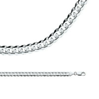 Čvrsti 14K bijeli zlatni ogrlica kubanska lančana ivica široka veza konkavna velika teška originalna