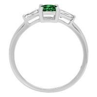 0. CT Sjajni smaragdni rez prozirni simulirani dijamant 18k bijelo zlato tromjesečni prsten sz 9.5