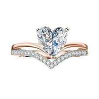 Prsten za žene Srce Gold, srebrni bijeli rinestone vjenčani nakit veličine 5-11WOM ženski prsten