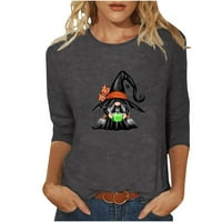 Halloween Majice za žene Vintage, Halloween Ženski rukav na vrhu Lakta Dužina lupa Boatneck Slatka grafička