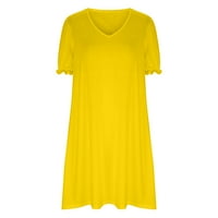 Haljine za plažu za žene Trendi kratki rukav V izrez Casual Labavi prorez Midi haljina Ljetne kratke
