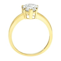 1. CT sjajan kruški rez simulirani dijamant 14k žuti zlatni pasijans prsten sz 7.75