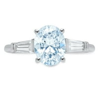 2.5ct ovalni rez plavi simulirani dijamant 18k bijeli zlatni angažman kamena prstena veličine 5,5