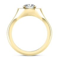 1.80CTW Prirodni dijamant i moissanitni okvir u krugu 14K zlatni halo zaručnički prsten