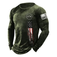 Američka majica s dugim rukavima Vintage Muška američka zastava Štampano pulover okruglog vrata
